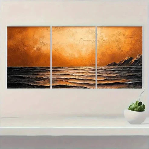 3pcs Brown Texture Palette Knife Painting Q Wall Art Set Canvas Unframed - High Quality Print 100% Australian Made Wall Canvas - Bella Home Decor