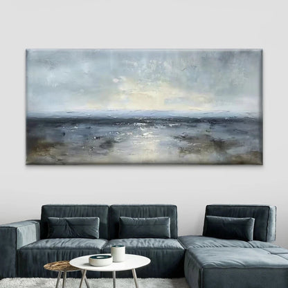 Abstract Textured Seascape Wall Art Canvas Office Home Room Framed 120x60cm