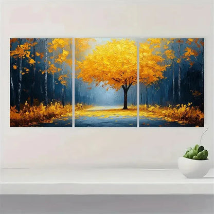 3pcs Yellow Tree Art Painting Autumn TA  Wall Art Set Canvas Unframed - High Quality Print 100% Australian Made Wall Canvas