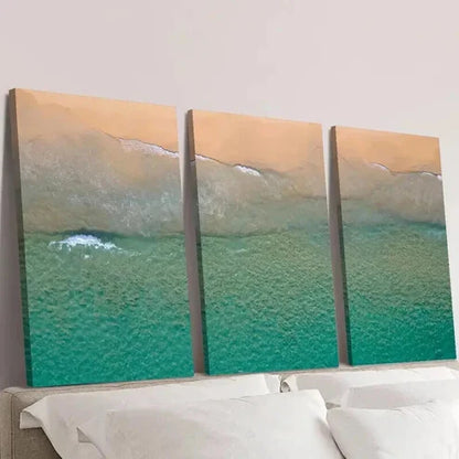 3pcs Turquoise Coastal Landscape Decor Wall Art Set Canvas Unframed - High Quality Print 100% Australian Made Wall Canvas
