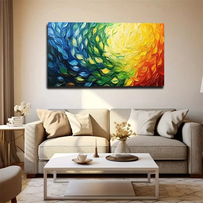 Gradient Blue To Red Leaves Wall Art Canvas Office Home Room Framed 120x60cm