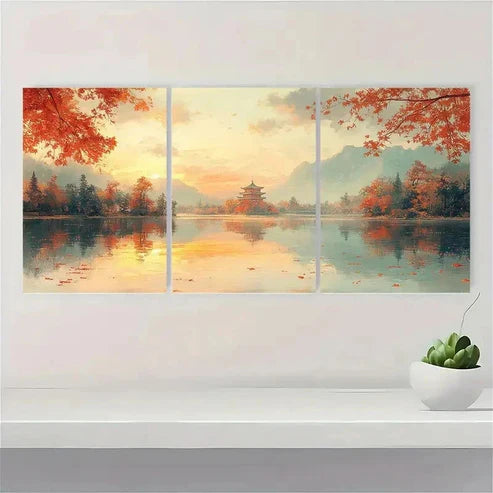 3pcs Japanese Country Landscape  Wall Art Set Canvas Unframed – High Quality Print, 100% Australian Made Wall Canvas - Bella Home Decor