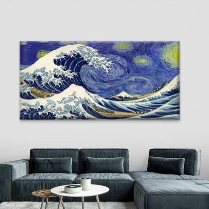 Ocean Wave Painting with Boat Wall Art Canvas Office Home Room Framed 120x60cm