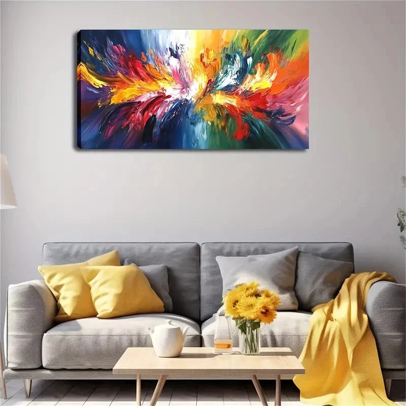 Vibrant Color Explosion Modern Wall Art Canvas Office Home Room Framed 120x60cm