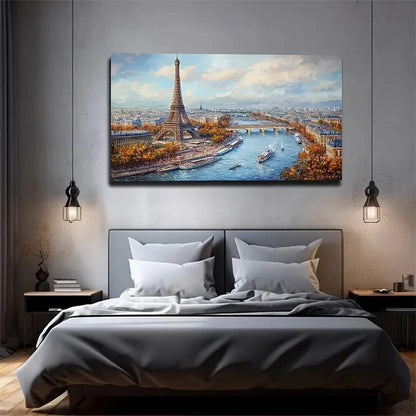 Paris Iron River Decoration Wall Art Canvas Office Home Room Framed 120x60cm