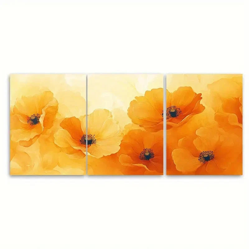 3pcs Beautiful Yellow Orange Abstract Floral R   Wall Art Set Canvas Framed 40x60cm - High Quality Print 100% Australian Made Wall Canvas Ready to Hang - Bella Home Decor