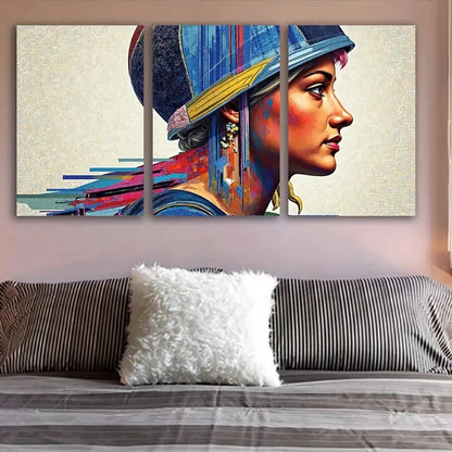 3pcs Portrait Of A Woman Dressed Wall Art Set Canvas Framed 60x90cm - High Quality Print 100% Australian Made Wall Canvas Ready to Hang