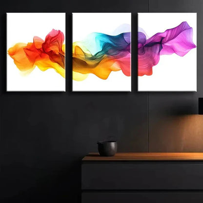 3pcs Rainbow Northern Lights Colorful Perfect Wall Art Set Canvas Unframed - High Quality Print 100% Australian Made Wall Canvas