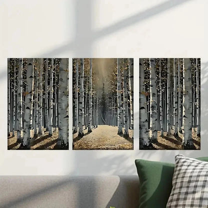 3pcs Forest Filled with White Birch Trees Wall Art Set Canvas Framed 50x70cm - High Quality Print 100% Australian Made Wall Canvas Ready to Hang - Bella Home Decor