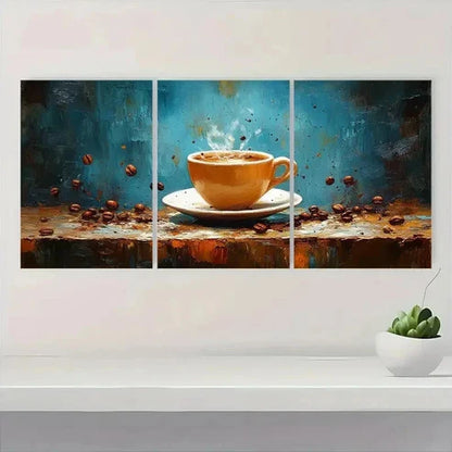 3pcs Coffee Cup Design Wall Art Canvas Unframed - High Quality Print 100% Australian Made Wall Canvas - Bella Home Decor