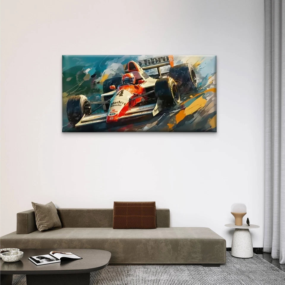 Race Car Abstract Perfect Wall Art Canvas Office Home Room Framed 120x60cm