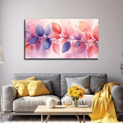 Pink Leaves Decorative Wall Art Canvas Office Home Room Framed 120x60cm