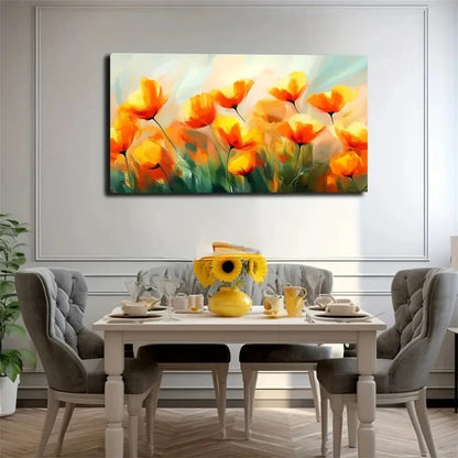 Orange And Yellow Flower Bright Wall Art Canvas Office Home Room Framed 120x60cm