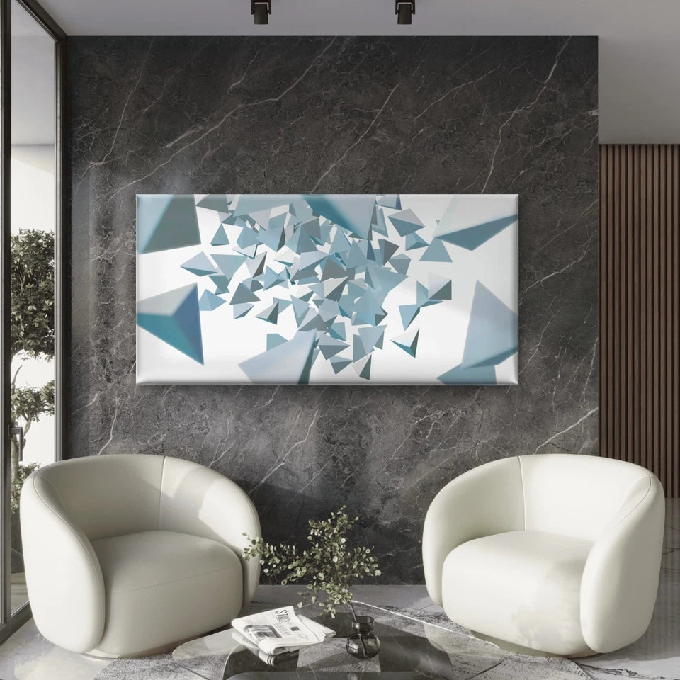 Abstract Triangle 3D Illustrati Wall Art Canvas Office Home Room Framed 120x60cm