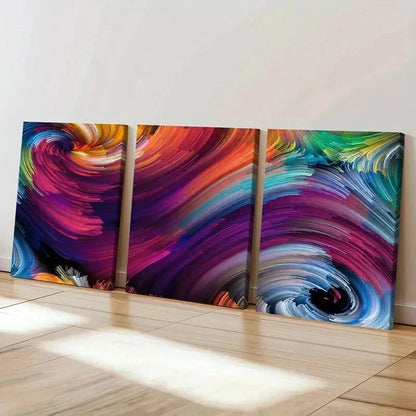 3pcs Abstract Fractal Art Colorful Spiral Wall Art Set Canvas Framed 60x90cm - High Quality Print 100% Australian Made Wall Canvas Ready to Hang - Bella Home Decor