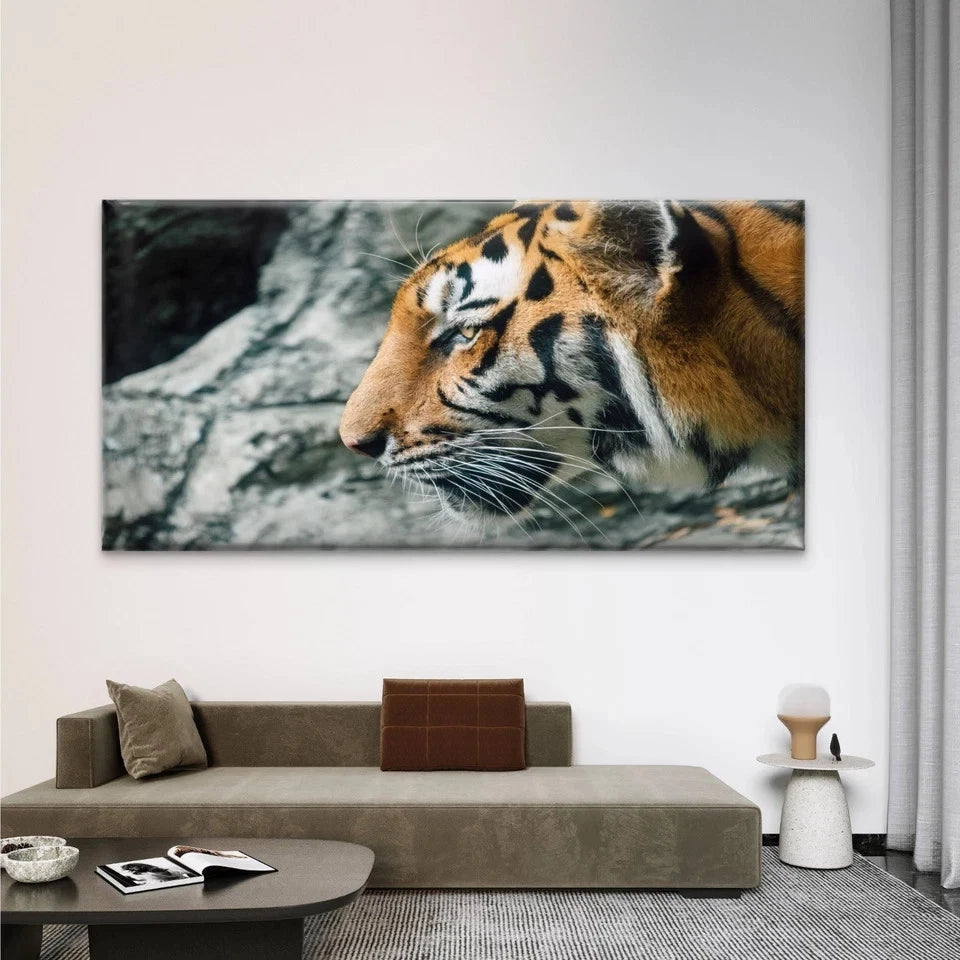 Asia Tiger Closeup Face Wall Art Canvas Office Home Room Framed 120x60cm