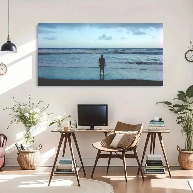Tranquil Seaside Scene Lone Wall Art Canvas Office Home Room Framed 120x60cm - Bella Home Decor