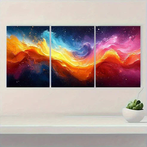 3pcs Vibrant Abstract Colorful Burst Textured Wall Art Canvas Unframed – High Quality Print 100% Australian Made Wall Canvas