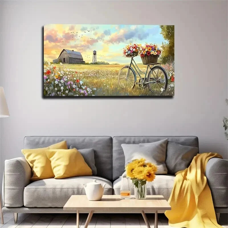 Field Full Of Colorful Flowers Wall Art Canvas Office Home Room Framed 120x60cm - Bella Home Decor