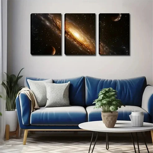 3pcs Endless Stars Diamond-Like Constellation Wall Art Set Canvas Unframed - High Quality Print 100% Australian Made Wall Canvas