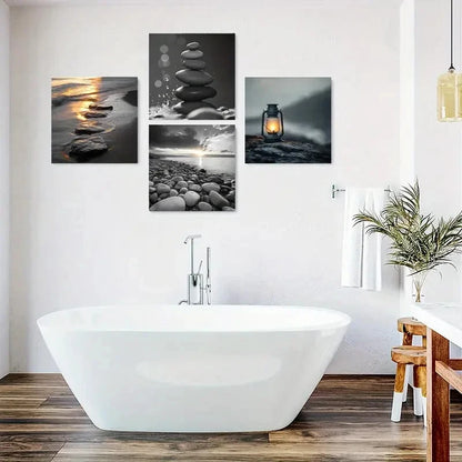 4pcs Sandy Beach Poster,  Wall Art Canvas Framed