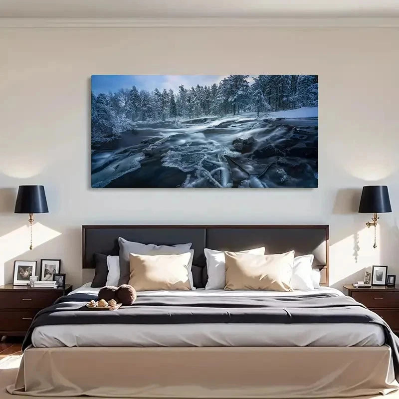 Ringerike Norway Water Flow Wall Art Canvas Office Home Room Framed 120x60cm