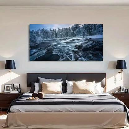 Ringerike Norway Water Flow Wall Art Canvas Office Home Room Framed 120x60cm