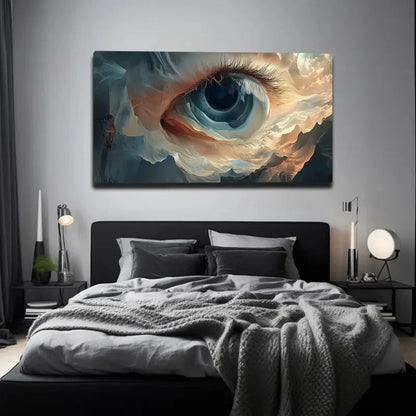 Eye & Mountain Clouds Abstract Wall Art Canvas Office Home Room Framed 120x60cm - Bella Home Decor