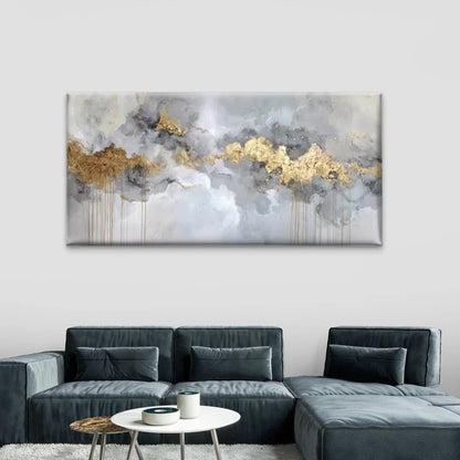 Abstract with Golden Foil AccentWall Art Canvas Office Home Room Framed 120x60cm
