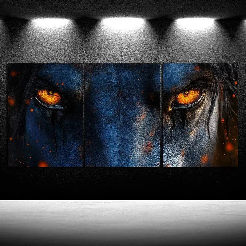 3pcs Angry Horse Stunning Golden Eyes Metal Print Ready to Hang Art - Bella Home Decor