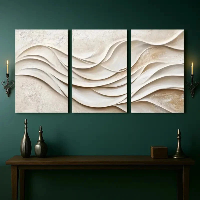 3pcs Minimalist White and Beige Abstract Perfect Wall Art Set Canvas Framed 40x60cm - High Quality Print 100% Australian Made Wall Canvas Ready to Hang - Bella Home Decor