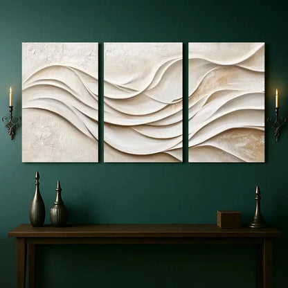 3pcs Minimalist White and Beige Abstract Perfect Wall Art Set Canvas Framed 40x60cm - High Quality Print 100% Australian Made Wall Canvas Ready to Hang - Bella Home Decor