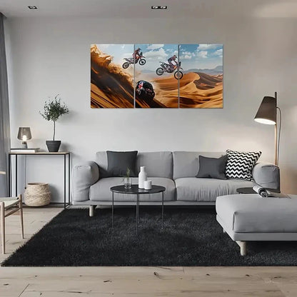 3pcs Desert Adventure Dirt Bike Racing Metal Print Ready to Hang Art - Bella Home Decor