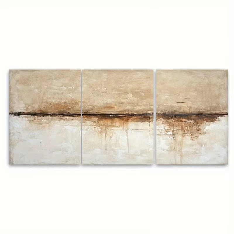 3pcs Brown Abstract Painting   Wall Art Set Canvas Framed 60x90cm - High Quality Print 100% Australian Made Wall Canvas Ready to Hang - Bella Home Decor