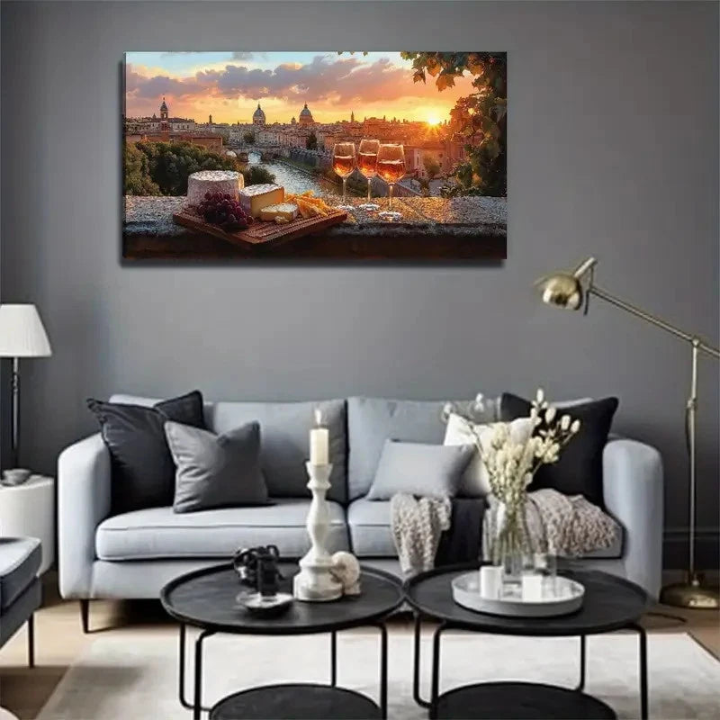 Sunset Cityscape Modern Wall Art Canvas Office Home Room Framed 120x60cm