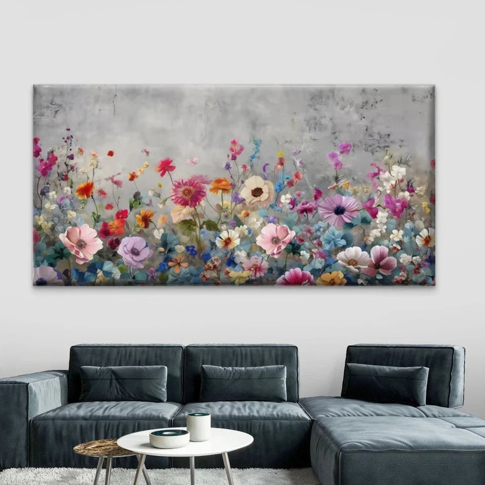 Multicolor Wildflower Garden Wall Art Canvas Office Home Room Framed 120x60cm