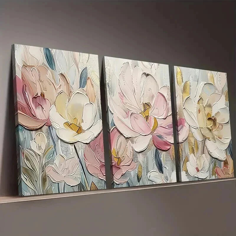 3pcs Artistic Floral Abstract Landscape Perfect Wall Art Set Canvas Framed 50x70cm - High Quality Print 100% Australian Made Wall Canvas Ready to Hang - Bella Home Decor