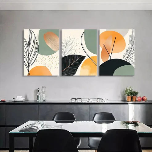 3pcs Abstract Botanical Geometric Shapes Perfect Wall Art Canvas Unframed – High Quality Print 100% Australian Made Wall Canvas - Bella Home Decor