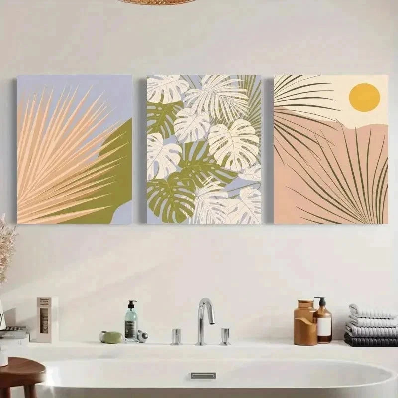 3pcs Minimalist Nature-Inspired   Wall Art Set Canvas Framed 50x70cm - High Quality Print 100% Australian Made Wall Canvas Ready to Hang