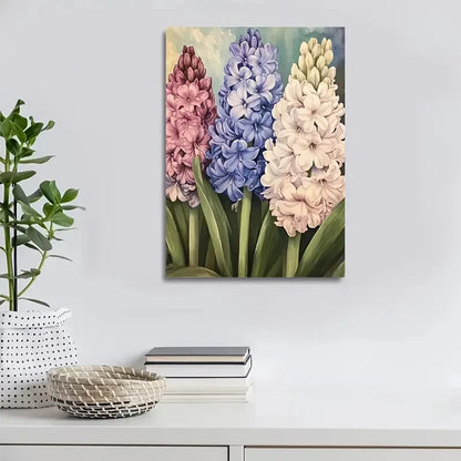 Beautiful Vibrant Hyacinths in Pink Purple & White 40x60cm Metal Print Ready to Hang - Bella Home Decor