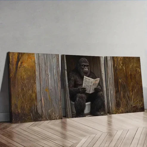 3pcs Orangutan Reads Newspaper Decor Wall Art Set Canvas Unframed - High Quality Print 100% Australian Made Wall Canvas