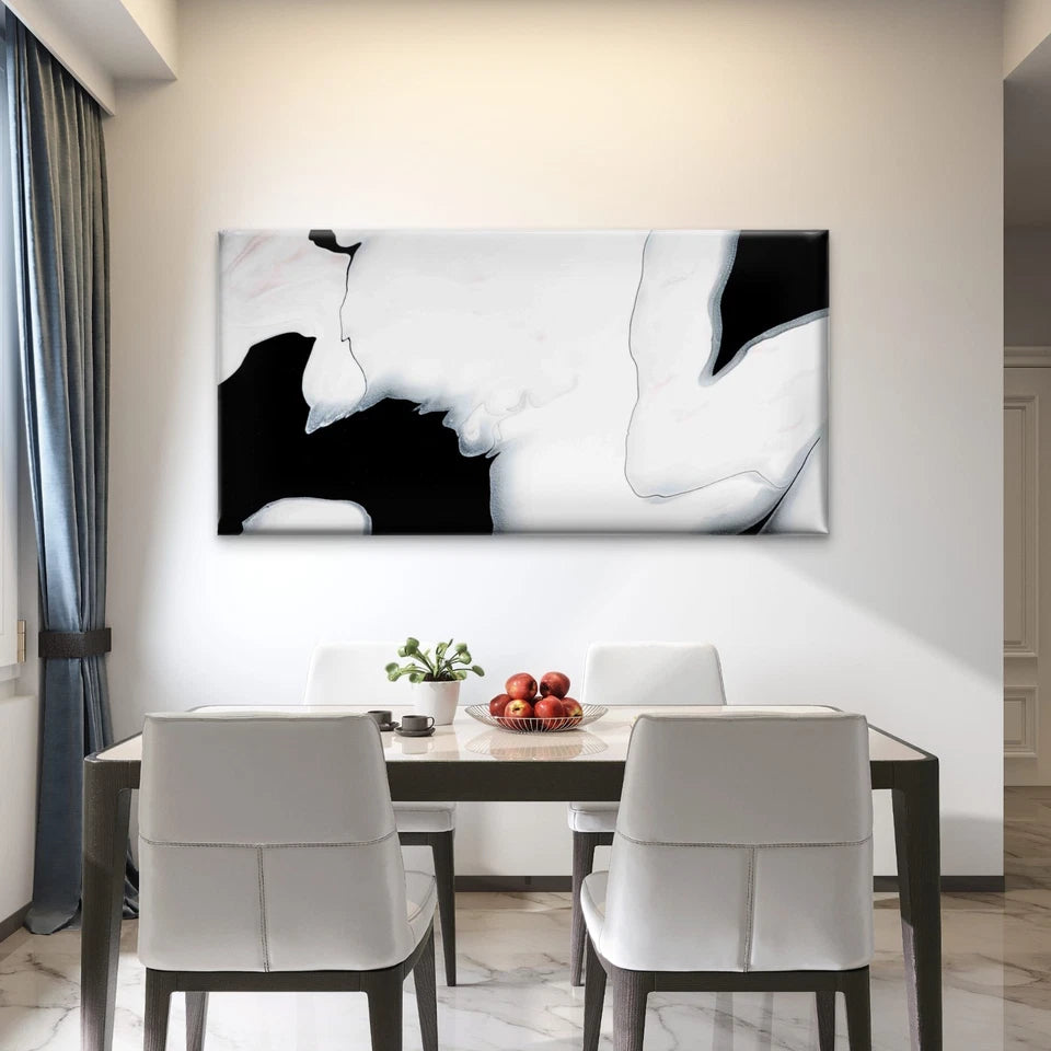 Black Liquid Marble Wall Art Canvas Office Home Room Framed 120x60cm