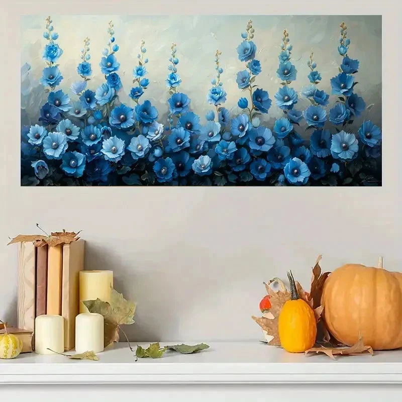 Abstract Blue Flower Scenery Wall Art Canvas Office Home Room Framed 120x60cm
