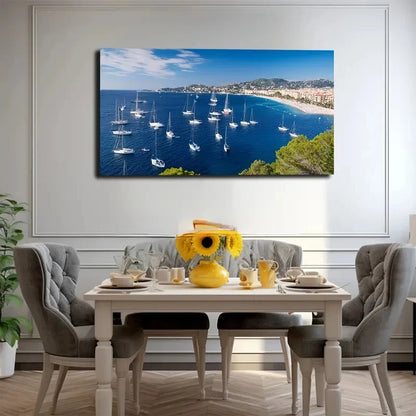 Mediterranean Sailboats Wall Art Canvas Office Home Room Framed 120x60cm