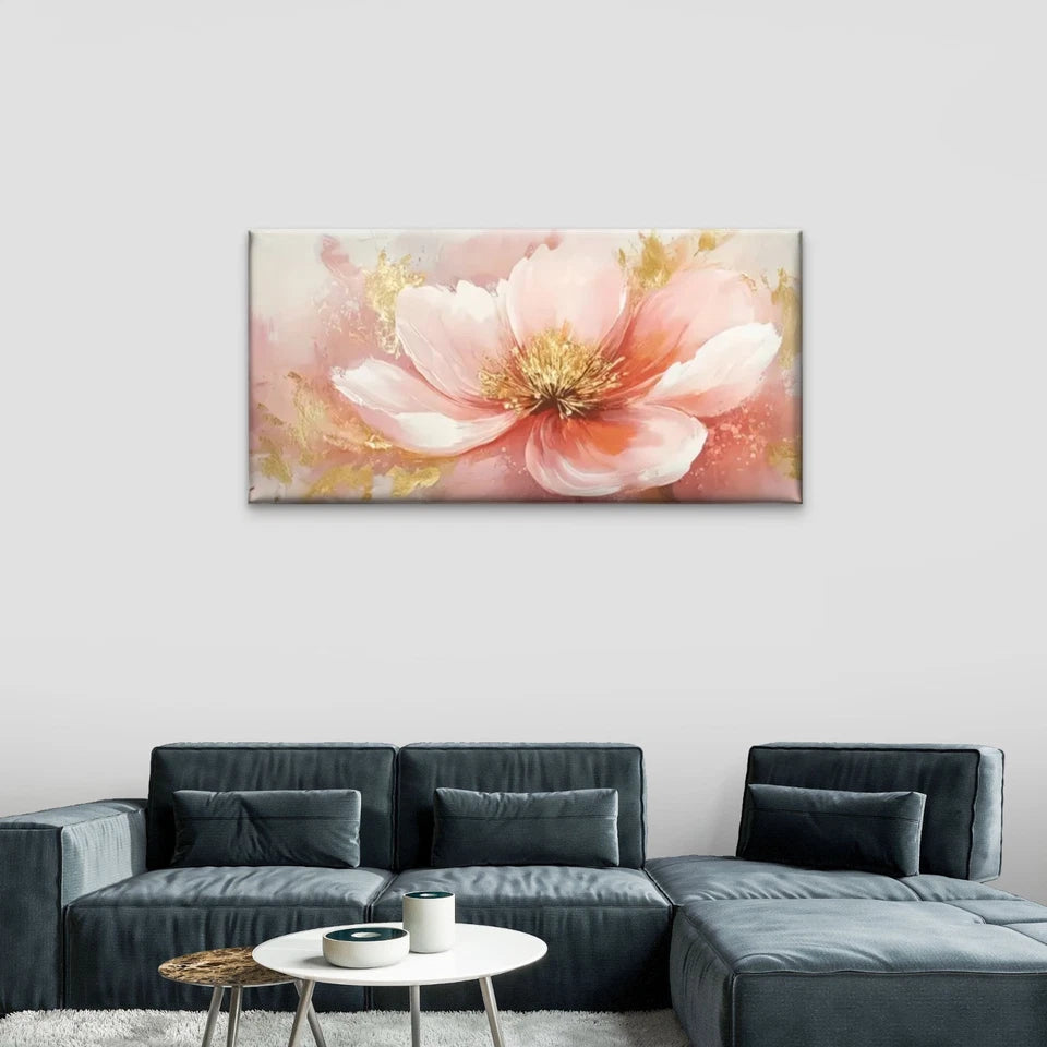 Pink Flowers Abstract Petal Wall Art Canvas Office Home Room Framed 120x60cm