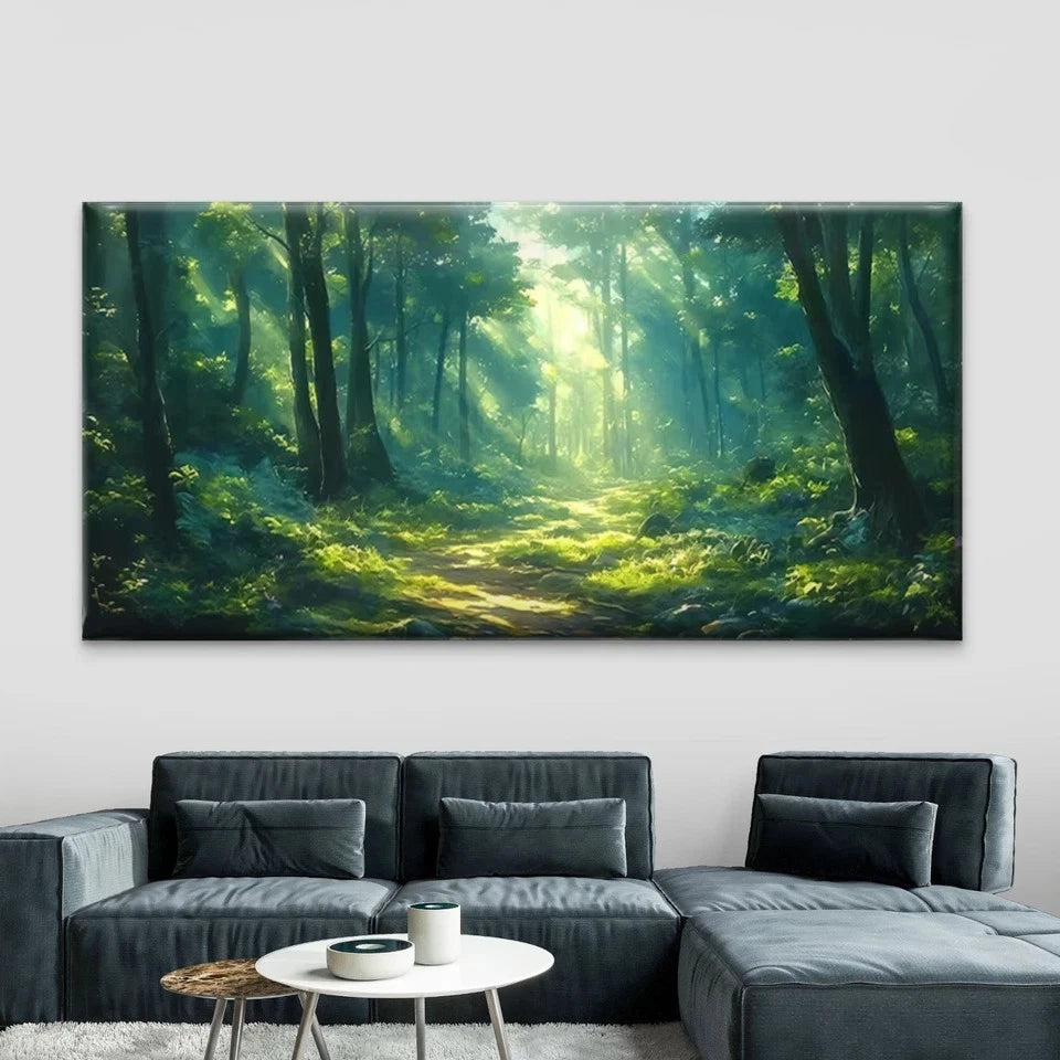 Sunlit Tree Landscape Wall Art Canvas Office Home Room Framed 120x60cm