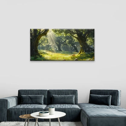 Forest Trees Flowers Grass Wall Art Canvas Office Home Room Framed 120x60cm