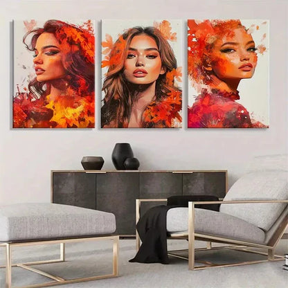 3pcs Colorful Abstract Women Portraits Perfect  Wall Art Set Canvas Unframed - High Quality Print 100% Australian Made Wall Canvas - Bella Home Decor