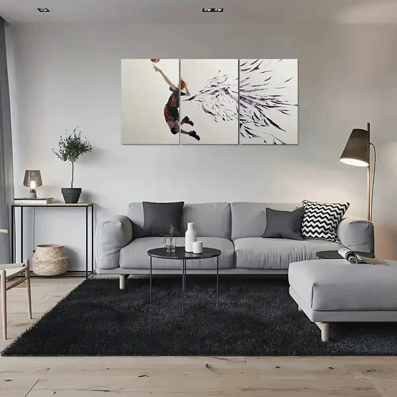 3pcs Dynamic Sports Volleyball Player in Action Metal Print Ready to Hang Art - Bella Home Decor
