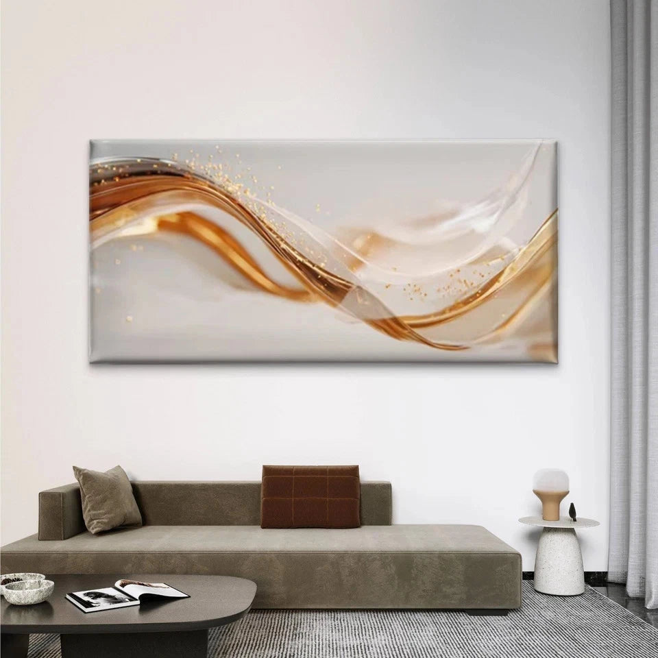 Shiny Glittering Golden ParticleWall Art Canvas Office Home Room Framed 120x60cm